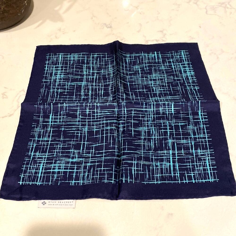 Ryan Seacrest Distinction teal blue pocket square formal prom wedding homecoming